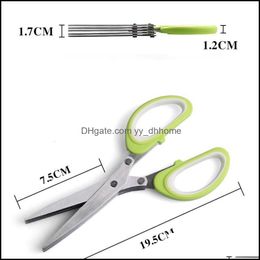 Kitchen Scissors Knives Accessories Kitchen Dining Bar Home Garden Stainless Steel 5 Layers Scissor Mti Function Scallion Shredded Shears