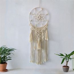 Hot Macrame Wall Hanging Tapestry Wall Decor Boho Chic Bohemian Woven Home Living Room Decoration Circle Fringe Tapestry T200601