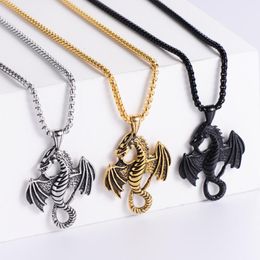 Pendant Necklaces Manufacturers Provide Punk Vintage Song Of And Fire Stainless Steel Flame-retardant Dragon Jewelry Platform WholesalPendan