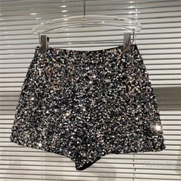 Whole Body Sequins Shorts Women Autumn Shiny Zipper Nightclub Short Femme Slim Fit Sliver Black 220419