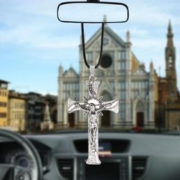 Interior Decorations Car Pendant Archaize Jesus Crucifix Cross Ornaments Charms Rearview Mirror Decoration Hanging Auto Accessories Decor Gi