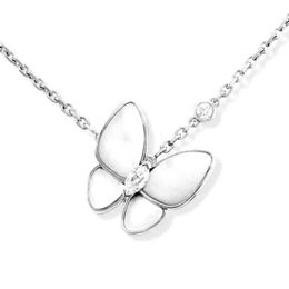 Luxury necklace Designer Jewellery Two butterfly Pendant Necklaces for women rose gold diamond Red Bule White Shell stainless platinum Wedding gift wholesale 511