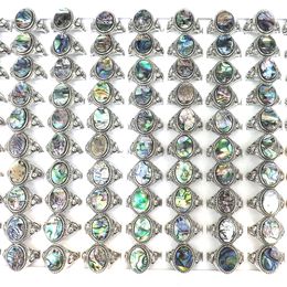 50pcs/Lot Ocean Element Oval Abalone Shell Rings Lovely Fish Design Mixed Size For Retail