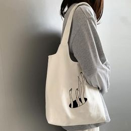 Shopping Bags 2022 Bag Canvas Shopper Cartoon Print Fashion Female Punk Casual Large Capacity Tote Fun Vintage Ins Shoulder Lady