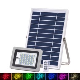 Solar Flood Light RGBW Garden Led Lights Motion Sensor Colour Adjustable Remote Control Floodlight Outdoor