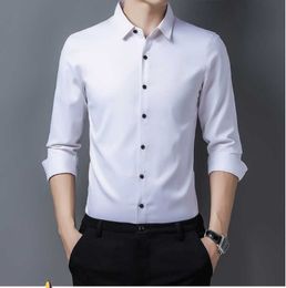 Men's Dress Shirts Long Sleeved Shirt Men's Youth Business Slim White Solid Colour Non Iron Work Clothes Professional ClothesMen's