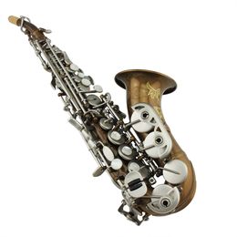 Antique Nickel body Satin Nickel Plated Key Curved Soprano Saxophone