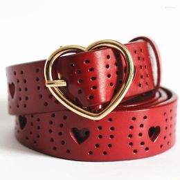 Belts Cow Leather High Quality Women Belt Jeans Fashion Cowhide Female Strap Heart-shaped Pin Buckle Wasitband Free ShippinBelts Fred22