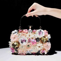 Evening Bags [eam] Versatile Light Luxury Designer Flowers Wedding Women's Purses Clutches Bag Fashion Evening Handbags 18b01075 220328