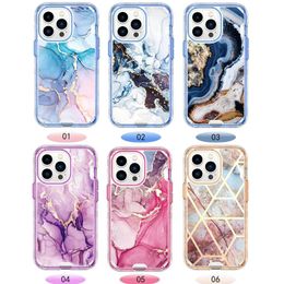 Marble Hard PC Soft TPU IMD 3in1 Cases For Iphone 15 14 13 Pro Max 12 11 X XR XS 8 7 6 Plus 3 in 1 Hybrid Layer Luxury Fashion Plastic Geometric Stone Shockproof Phone Cover
