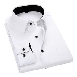 High Quality Men Shirt Spring Long Sleeve Dress Formal Business Work Shirt Men Twill Shirts Slim Fit Man White Shirts DS378 210331