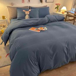 Solid Color Bedding Set Bed Sheet Duvet Cover Pillow Case Skin Friendly Soft Matte Replacement