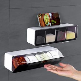 Kitchen Wall-mounted Seasoning Box Salt Pepper Spice Rack Jar Sugar Bowl for Gadget Device Sets Spice Organiser Tool