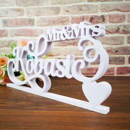 Custom White Mr And Mrs Last Name Table Sign Personalized Party DecorWedding Supplies 220618