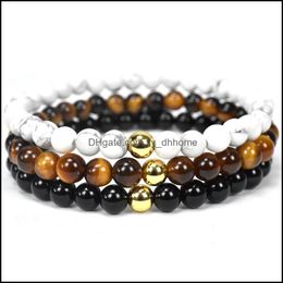 Beaded Strands Bracelets Jewellery Tiger Eye Stone Black Onyx Stone Natural Beads Bracelet Bangle 109 R2 Drop Delivery 2021 Iokl6