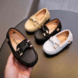 Children's Black Boys Casual Leather Shoes Kids Loafers Peas Shoes Toddler Slip-on Soft Bottom Boat Shoes Moccasin Of Baby 1-7y L220716