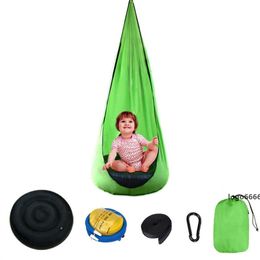 Andra barn möbler barn hängande stol 140 * 70cm ljus bärbar fallskärm inomhus innergård lat uppblåsbar kudde swing säng