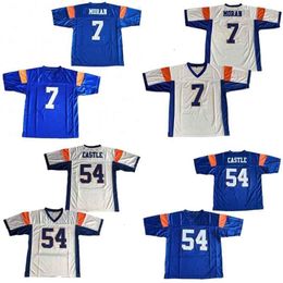 Uf CeoThr 7 Alex Moran Blue Mountain State 54 Thad Castle Football Jersey Blue White Moive Football Jersey