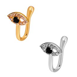Clip On Nose Ring Zircon Paved Copper Non Piercing Body Jewelry Evil Eye Nose Clips For Women and Girls