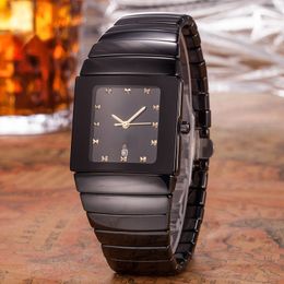 Featured black ceramic watch fashion trend watch square men and women express quartz watch depth waterproof