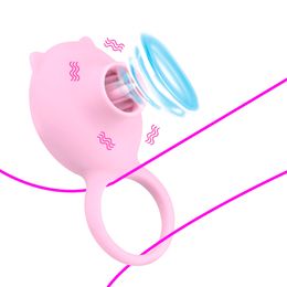 OLO Penis Ring Vibrator Tongue Licking Vagina Clitoris Stimulation Cock Rotation Oral 3 Speeds G-spot Massage sexy Toy