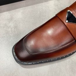 Designer-LUXURY men dress shoes BRAND Vintage classic brown mens loafers Size 38-44 model QL0227
