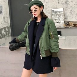 TVVOVVIN Woollen Patchwork Woman Jackets Winter Half Open Collar Coat Loose Thick Single Breasted Coat Female Green QYF1216 201029