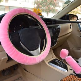 Steering Wheel Covers Car Cover Plush Winter Universal Hand Brake Gear Position Three-piece Protector Warm Soft Interior AccessorieSteering