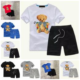 2022 Kid Summer Clothing Sets Boys T Shirt Print Cartoon Animal Print Designer Kids Casual Unisex Clothes Girl Sports Two-piece Round Neck Short sleeve Pants 2-7 Years