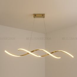 Modern Led Pendant Lamps Lights AC85-265V For Dining Kitchen Room Bar Home Deco Chandeliers Fixture Gold/Chrome Plated Length 110cm Lighting