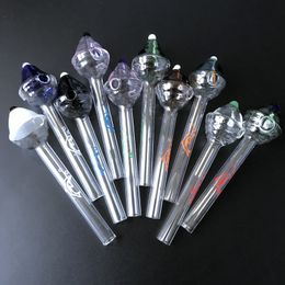 Wholesale Colourful Mini Smoking Pipes Smoke Hand Pyrex Glass Oil Burner Pipe 14.5cm Length Glass Tobacco Spoon Handing Burning Pipes SW43