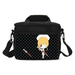 Unisex Small Lunch Bags Fashion Cartoon Cute Nurse Girl Printed Ice Insulated Thermal Picnic Lunchbox Shoulder Handbags Y200429