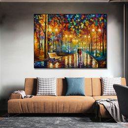 Modern Abstract Landscape Stree Yellow Light Canvas Painting Poster Print Wall Art Picture For Living Room Home Decor Frameless