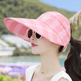 Wide Brim Hats Summer Sun Protection Folding Adjustable Hat Women Cap Ladies Beach Visor Girl Holiday UV HatsWide Chur22