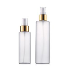 Frost PET Plastic Bottle 100ML Gold Silver Ring Atomizer Pump Cosmetic Spray Perfume Packaging Refillable Bottle