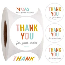 Colorful Thank You for Your Order Adhesive Sticker Round 500 PCS 1 Inch 2.54cm Labels per Roll 1222488