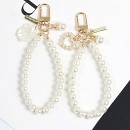 Lovely Girl Pearl Keychain Bag Pendant Decoration Accessory DIY Buckle Ring Hook Key Holder