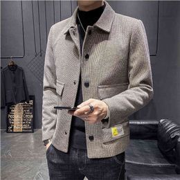 Autumn and Winter Wool Blends Coats Solid Short Men Casual Jackets Mens Overcoat Korean Woolen Windbreaker Brand Clothing 201120 T220810