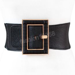 Spring Trendy Wid Belt For Women Solid Casual Fashion Waistband All-match Metal Buckle Leather Corset Belt Female