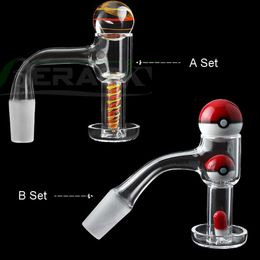 Beracky Full Weld Fumar Terp Slurper Quartz Banger com Vidro Mármore Screw Ball Set 10mm 14mm 18mm Masculino Feminino Sem Costura Soldado chanfrado Borda