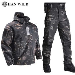 HAN WILD Army Jackets+Pants Soft Shell Clothes Tactical Suits Waterproof Jacket Men Flight Pilot Set Military Field Clothing 220516