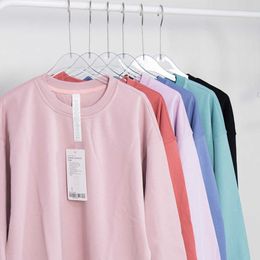 lu-31 Perfect Oversized Women's Casual Loose Sweater Sports Round Neck Long Sleeve Top Running Fitness Gym Clothes Shirt