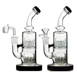 8 Inch Hookahs 12 Arms Tree Perc 14mm Female Joint Water Pipes Double Tree Perc Mini Bong Oil Dab Rigs small dab rigs Glass Bongs 5 Thickness