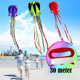 3D 4M Large Octopus Kite with Handle Line Children Outdoor Summer Game Professional Stunt Software Power Beach Kite Kids Toy 220621