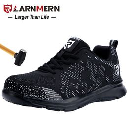 LARNMERN Steel Toe Safety shoes Work Shoes Mens Lightweight Breathable Antismashing puncture Reflective Casual Sneaker shoes 210315