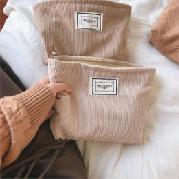 Cosmetic Bags & Cases 1 Piece Ladies Soft Corduroy Bag Large Solid Color Travel Storage Wash Girl Beauty Box