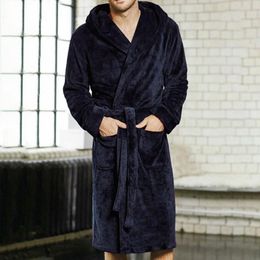 Fashion Casual Mens Bathrobes Flannel Robe V Neck Long Sleeve Couple Men Woman Plush Shawl Kimono Warm Male Bathrobe Coat