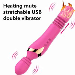 Nxy Vibrators 10mode Heating Av Wand Dildo Vibrator Sex Toy Rechargeable Clit Stretchable G spot Massager Machine for Women 220509