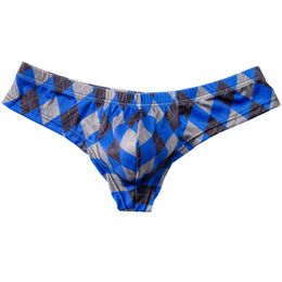 Underpants Breathable Plaid Thin Sexy Man's Underwear Briefs Quick-drying Men's Bikini Gay Lingerie Sexi Y32Underpants