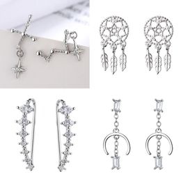 Dangle & Chandelier Wholesale 20pcs/lot DHL Latest Design 100% Real 925 Sterling Silver Earrings CZ Crystal Women Quality Jewellery 210519-2Da